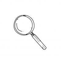 Magnify glass freehand drawing illustration on white background